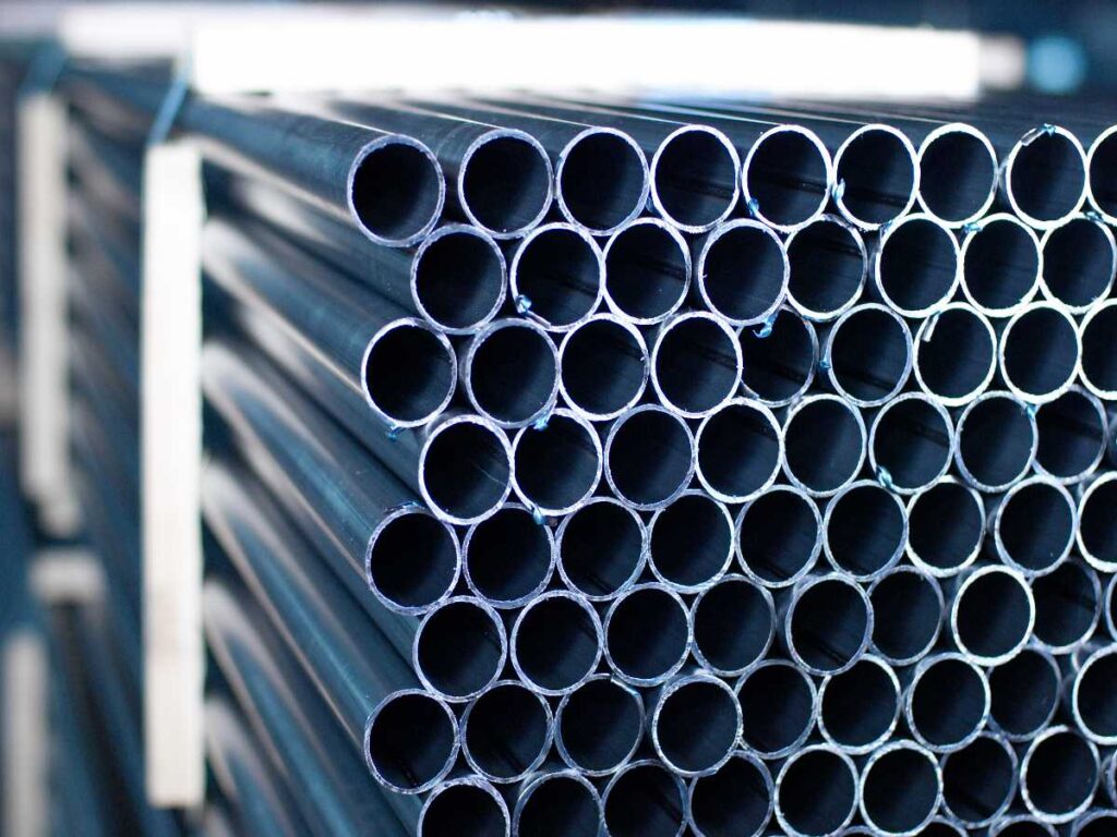 steel pipes on rack